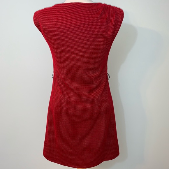 Red one ruched shoulder Aline dress - Picture 3 of 5